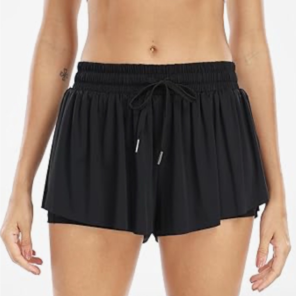 Flowy Shorts for Women Butterfly Shorts 2 in 1 Athletic Shorts with Pockets